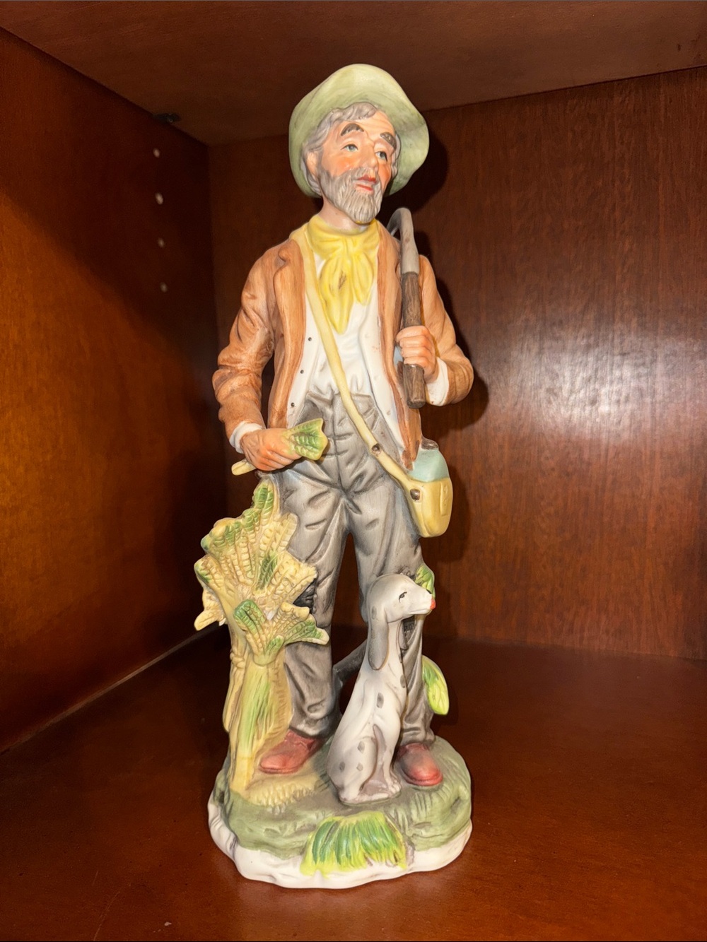 Vintage Ardco Statue man with dog farmer Taiwan farmers hunter